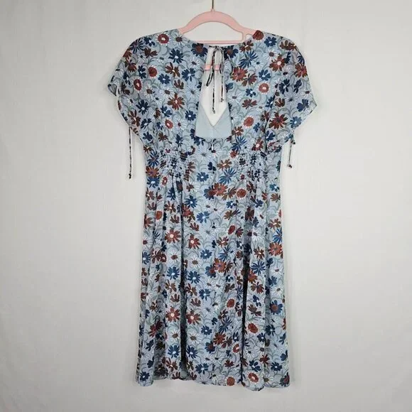 MADEWELL Open Back Dress size 0 XS WILDFLOWER GARDEN BLUE FLORAL Spring Summer - Picture 9 of 12